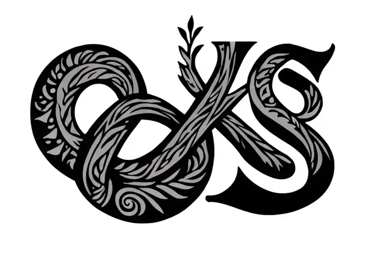 Thai And Pacific Island Inspired Tattoo Featuring An Infinity Symbol And The Letters K And S