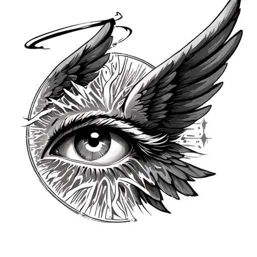 The Word Angel Eyes With Wings And Halo