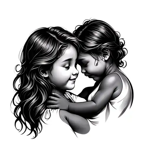 Morher With Baby Daughter Cuddling Unique And Elegant