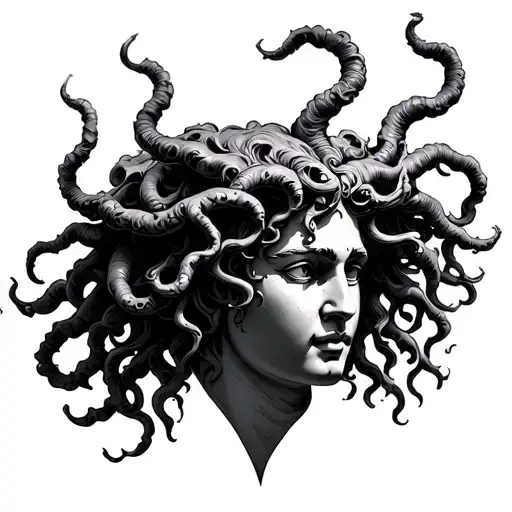 Black Medusa Bust Sculpture