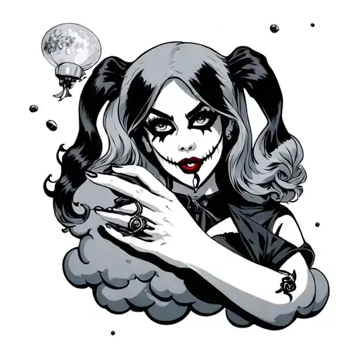 Harley Quinn Poison Iv Hand Holding On Cloud