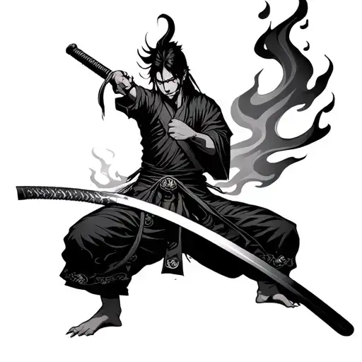 Giyu Tomioka With Katana Flames