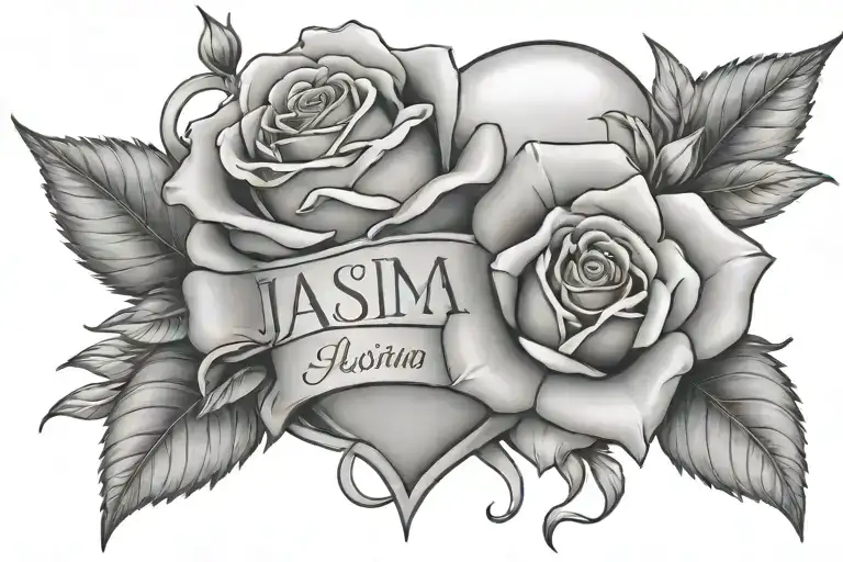 The Name Jasmina With A Rose Wrapped Tightly Holding Onto A Heart