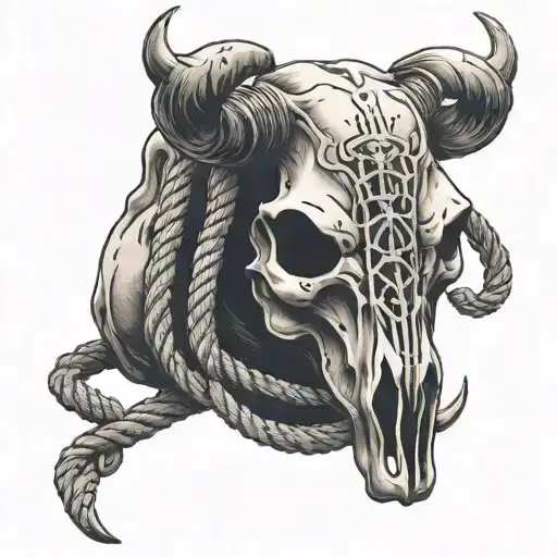 Bull Skull With Rope