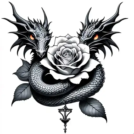 Libra Dragon Rose With Snake