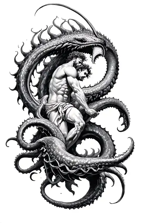 Poseidon Fighting The Kraken Emerging