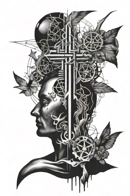 Incorporate Depeche Mode Symbols Into A Detailed Black And Grey Sleeve