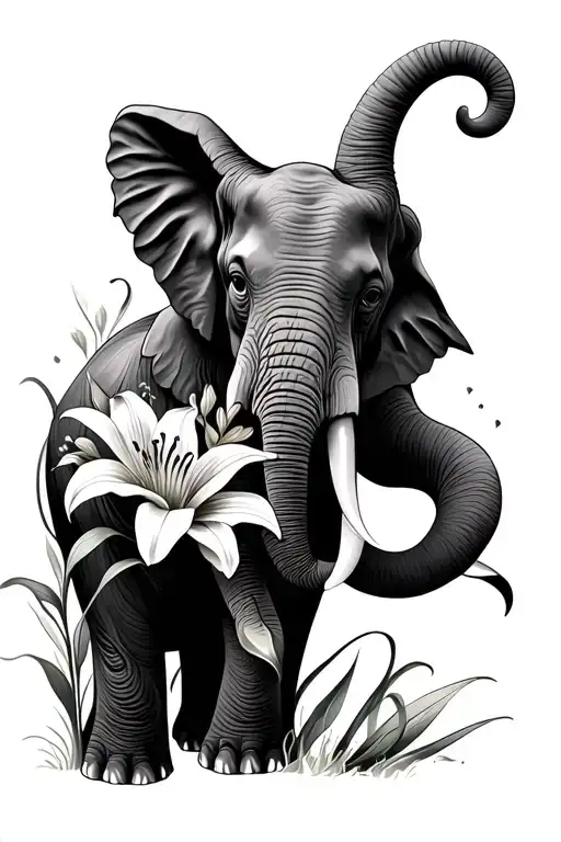 Elephant With Lilies And Irises Wrapping