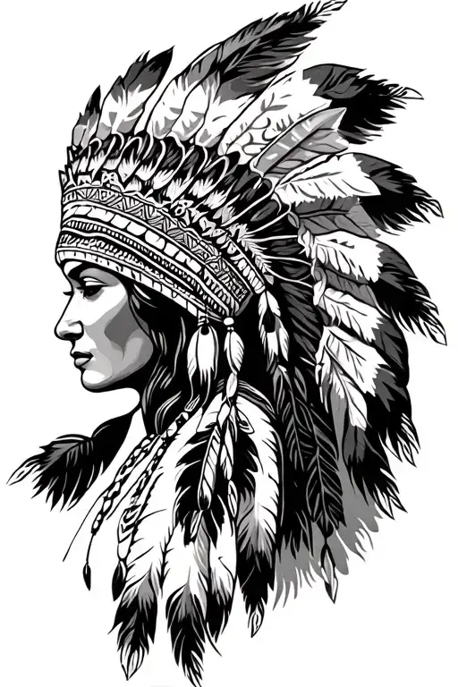 Native American Woman With Headdress