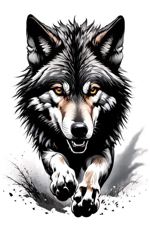 Realistic Wolf Running