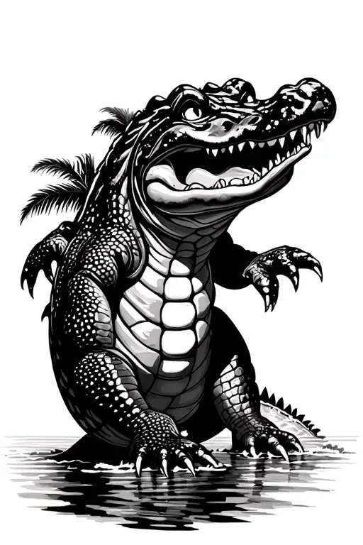 Florida Gator Tropical With Ocean Scene
