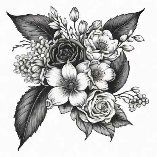 Birth Flower Boquet Held Together