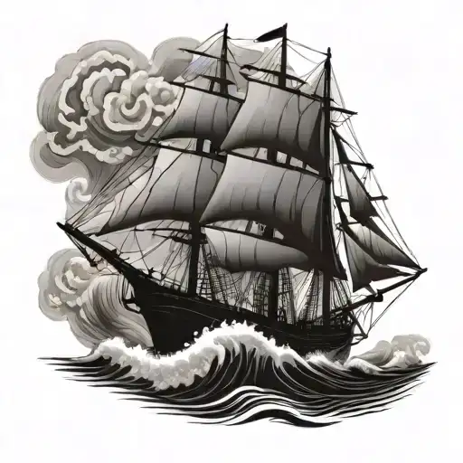 Schooner Bluenose Ii On Ocean Wave