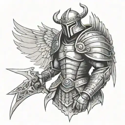 Armored Warrior With Wing Spread