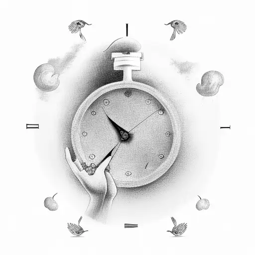 Virgo Holding Time Clock Looking Over The Ocean