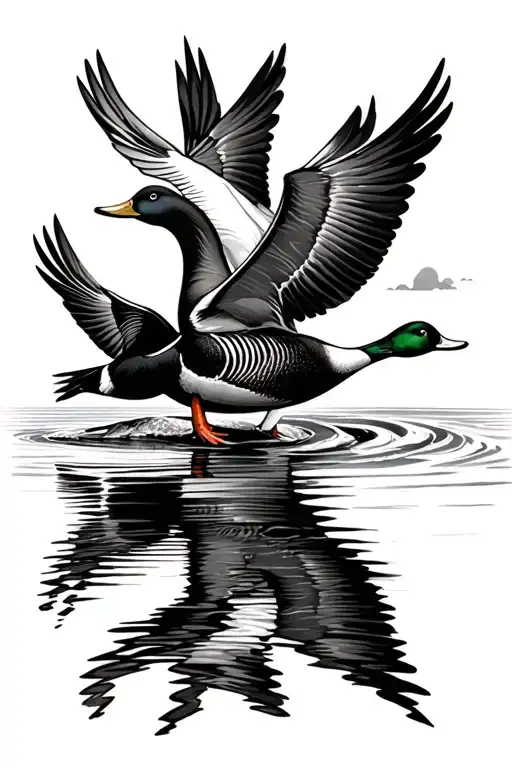 Ducks Flying Over Water