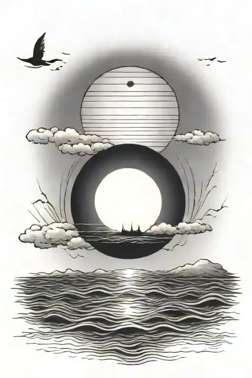 Minimalist Sun Setting On Water With A Date Of 6-7-23