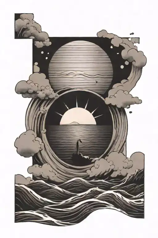 Minimalist Sun Setting On Water With A Date Of 6-7-23