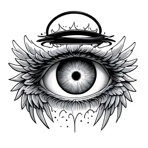 Angel Eyes With Wings And Halo