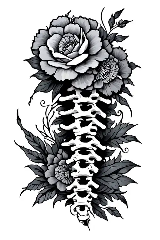 Spine Tattoo Western Floral