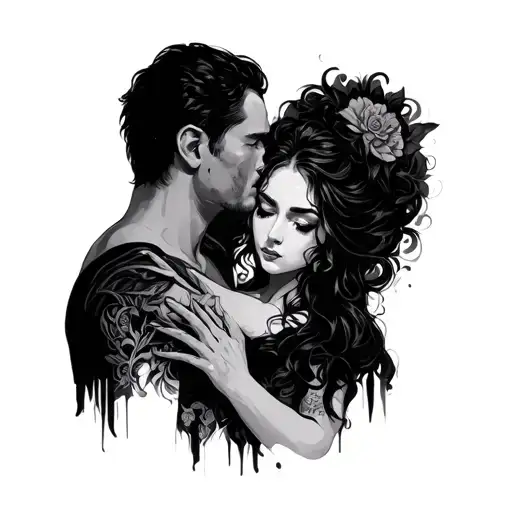 A Man Covering A Woman From The Evil Of The World