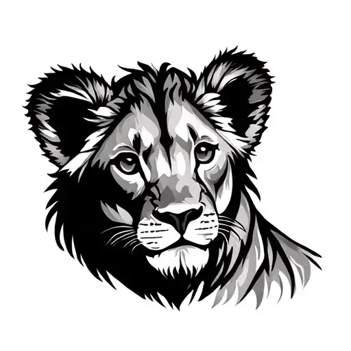 Lion Cub Face Outline