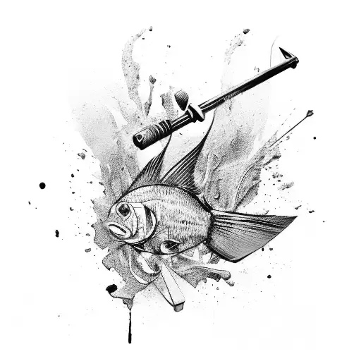 A Colorful Abstract Art Piece Incorporating Elements Of Weightlifting And Spearfishing