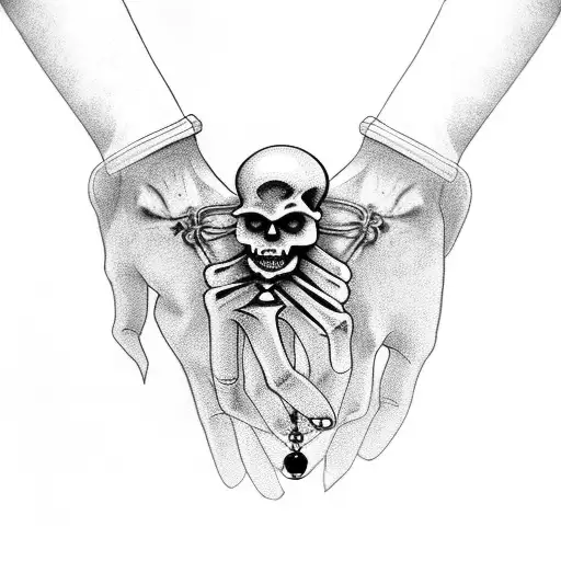 Skeleton Hand With Rosary Wrapped Around Hand
