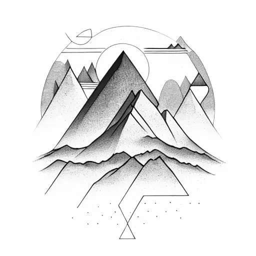 Geometric Nature Scene With Mountains