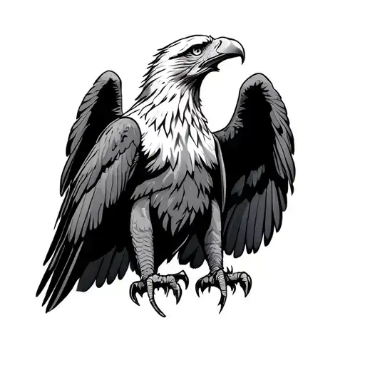 Eagle With Wings Open And Back Turned