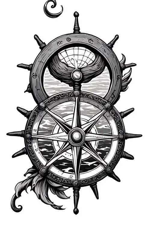 Nautical Wheel As Compass