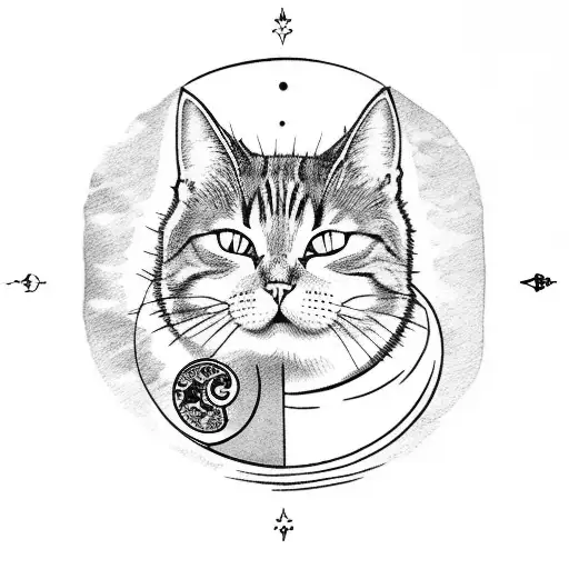 Moon Tarot Card With Cat