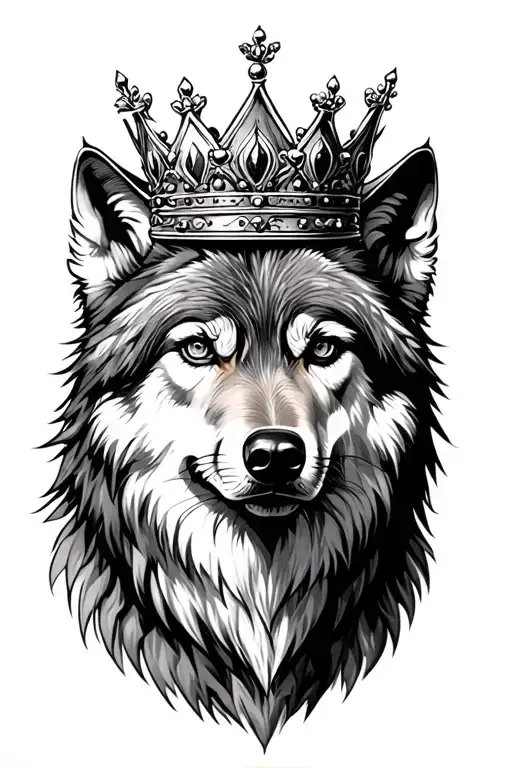 Realistic Wolf Wearing A Crown