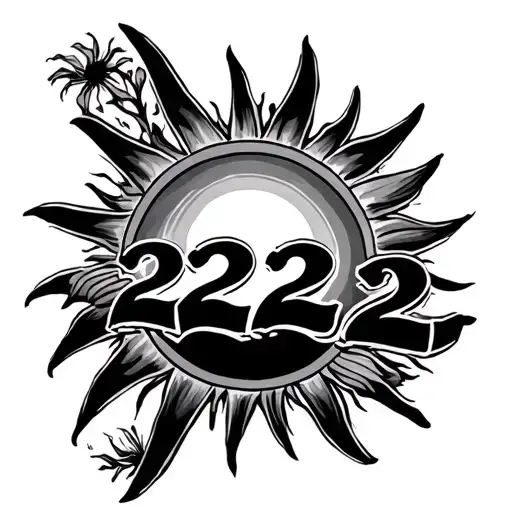 Number 222 Incorporated Within A Sun Rising