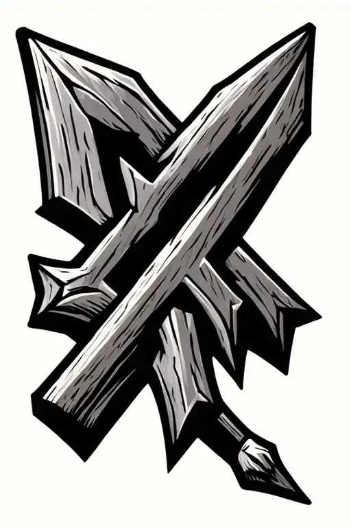 A Simple Wooden Arrow With An Aggressive Arrowhead