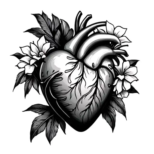 Realistic Heart With Hawaiian Tribal Design