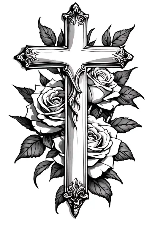 Cross With Rose Backround