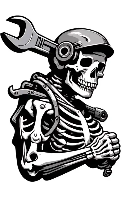 Mechanic Skeleton Holding A Wrench