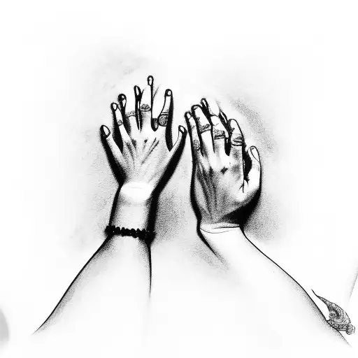 A Mother And Daughter Holding Hands While Drawing Together