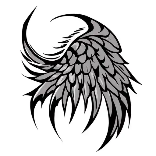 Tribal Lines Back Tattoo Wing Shaped No Shading