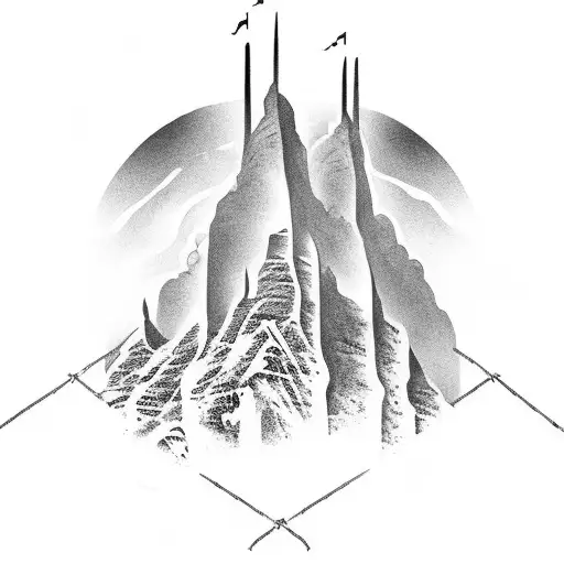 A Basketball Player Dunking Over A Mountain Range