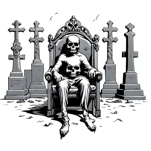 Skull In The Cemetery Sitting On The King's Throne