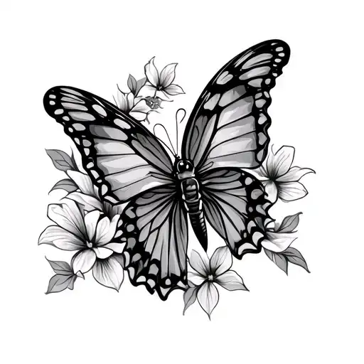 Butterfly And Bee Flying