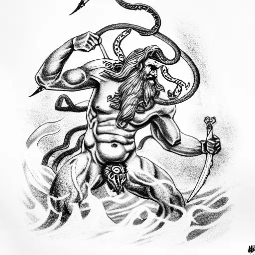 Zeus In Battle With The Kraken