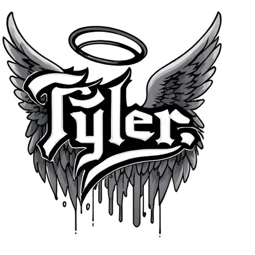 The Word Tyler With A Halo And Angel Wings Incorperated