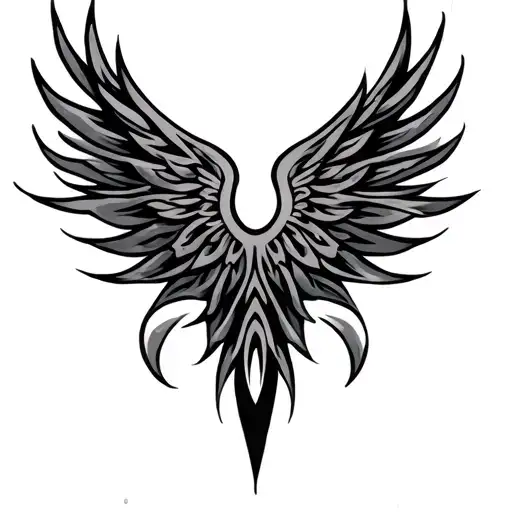 Tribal Lines Back Tattoo Wing Shaped