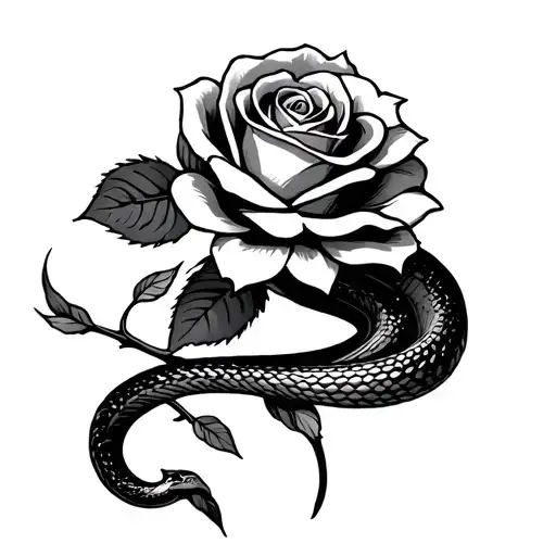 Fine Like Work Of A Rose Going Into A Snake As The Stem