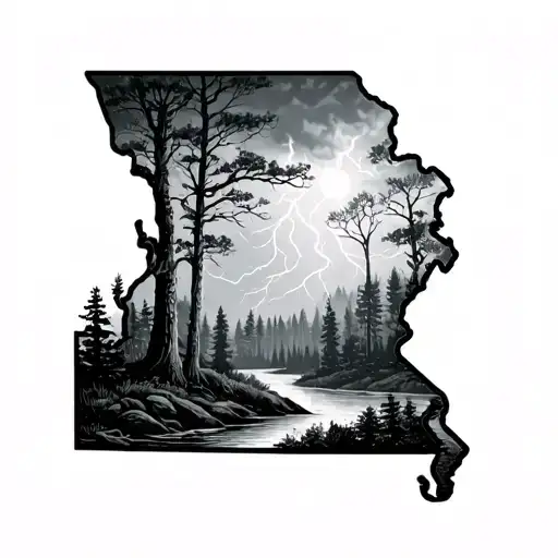 Missouri State Lighting Storm And Deciduous Forest