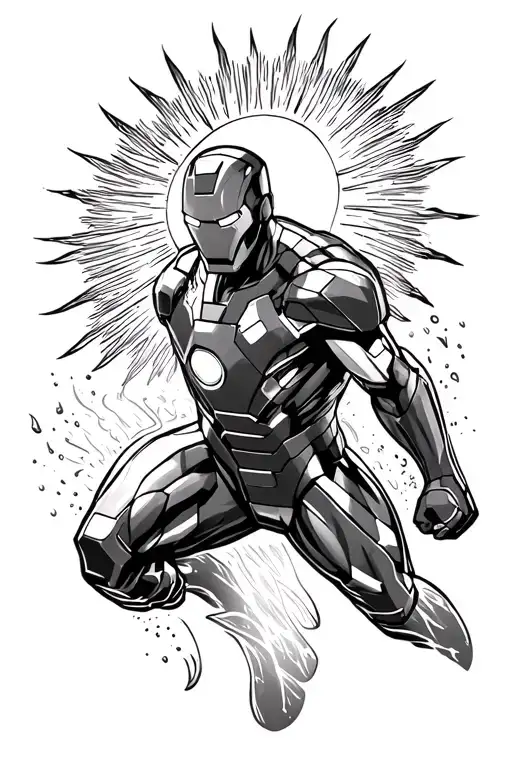 Ironman Flying Towards The Sun