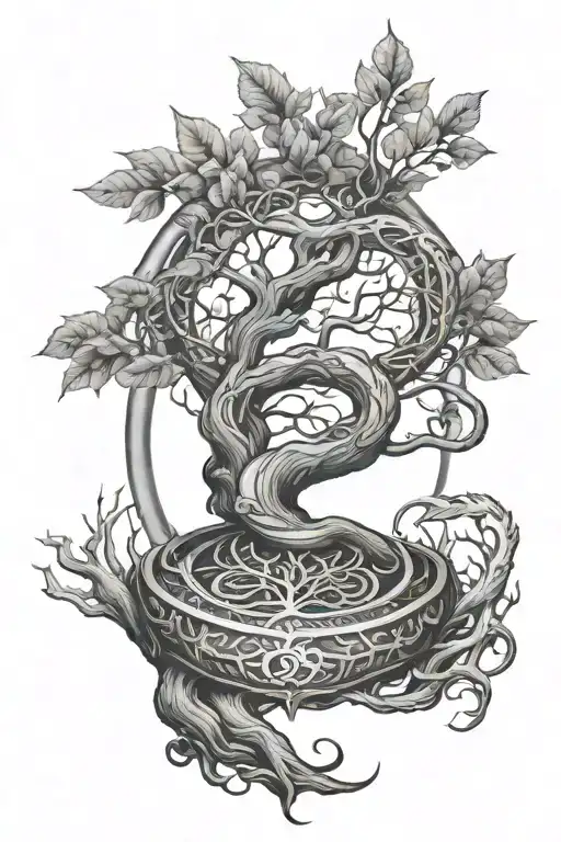 Tree Of Knowledge With Ouroboros Snake